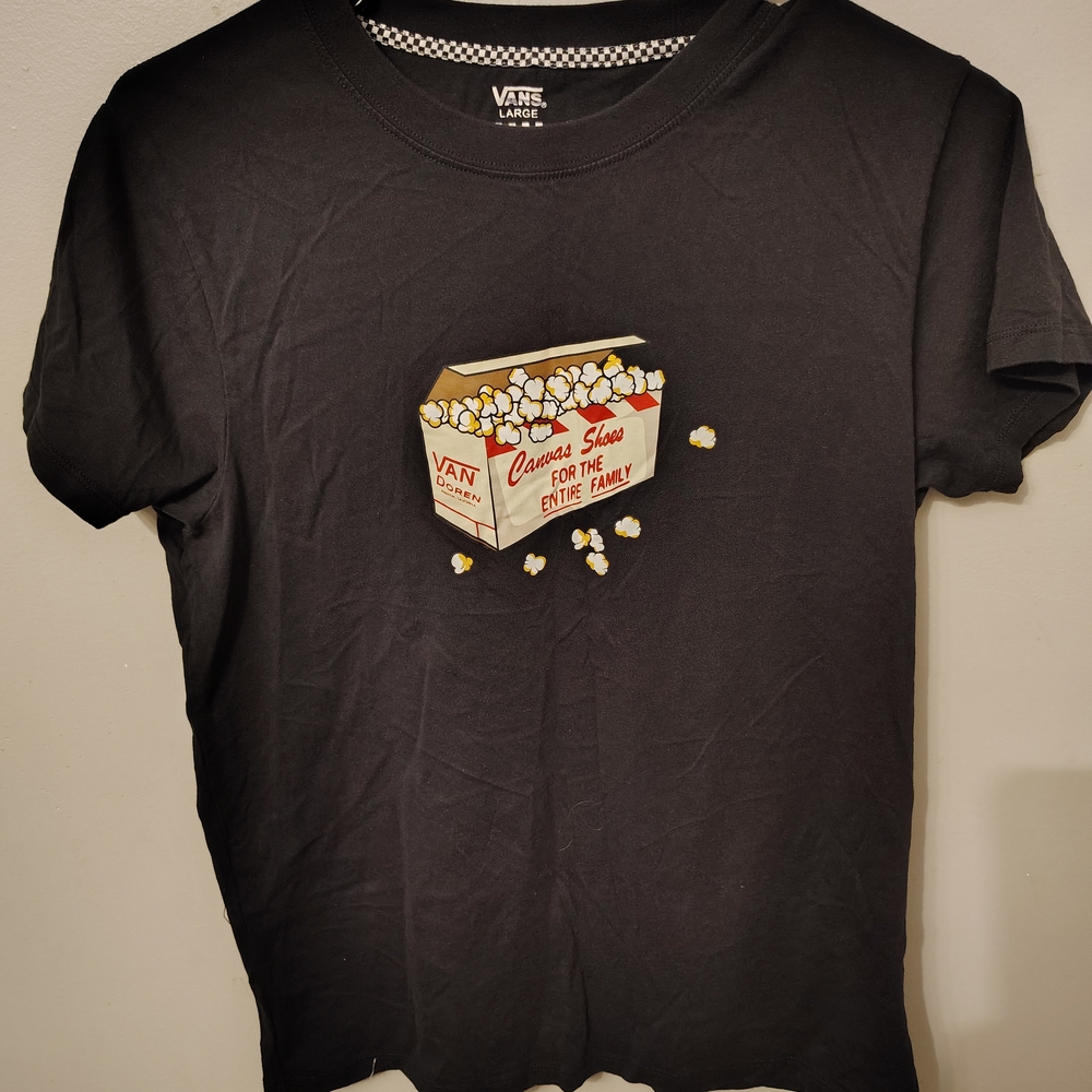 Vans Black T-Shirt with Popcorn Graphic